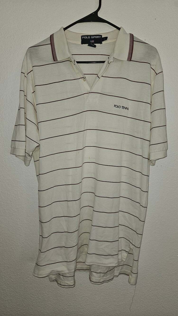 Vintage Polo Sport Ralph Lauren Tennis Striped Polo Shirt